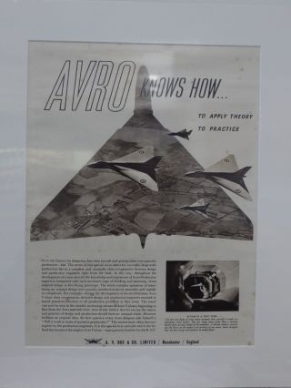 1955 Vintage Plane Advert Ready To Frame Avro Aircraft Designers Vulcan