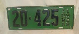 1929 Iowa License Plate,  Displays Well,  For 90 Years Old