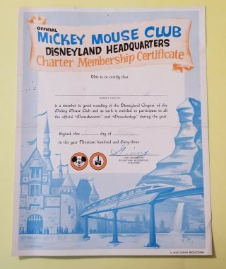 Vintage 1963 Disney Mickey Mouse Club membership certificate,  card,  metal badge 3