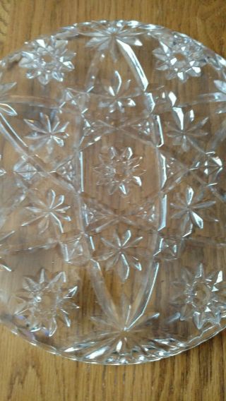 Vintage Large Cut Clear Crystal? Glass Round Serving Platter 11” 2