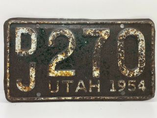 Old Rat Rod Barn Find Antique Automobile Vintage 1954 Utah License Plate Dj 270