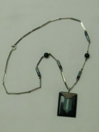 Vintage 1930s Jakob Bengel Necklace Chrome Links And Bakelite Beads