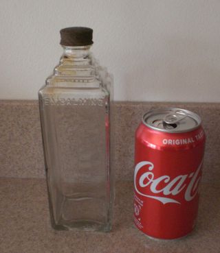 Vintage Esco Distinctive Embalming Fluid Embossed Pyramid Glass Bottle Chemical