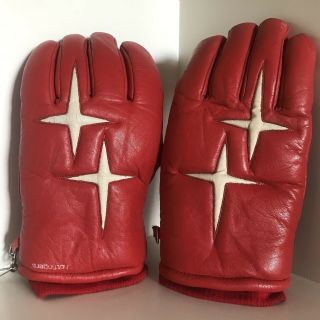 Vintage Hot Fingers Mens Large Ski Gloves Red Faux Leather Fingers Retro 1980’s