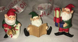 Homco Christmas Pixie Elf Gnome Set No 5602 Set Vintage