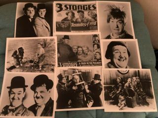 9 Vintage Black & White Glossy Real Photos Laurel & Hardy 3 Stooges Our Gang