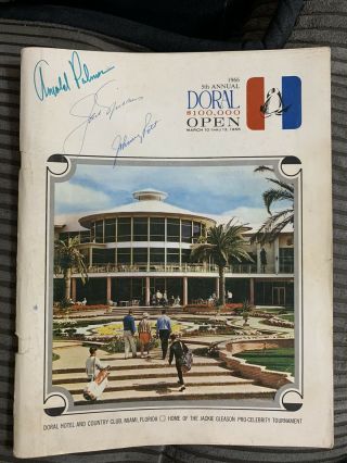 Arnold Palmer Jack Nicklaus Autographed Golf Program Doral Open 1966
