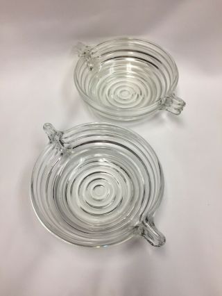 Vintage Anchor Hocking Art Deco Manhattan Glass Berry Bowls,  Set Of 2