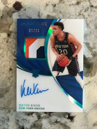 2018 - 19 Immaculate Kevin Knox Rc Rpa Jersey Number Auto 16/20