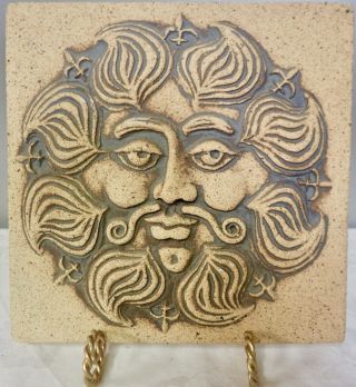 Vintage Astrology Zodiac Sign Leo Art Pottery Clay Tile Handmade Artist Signed