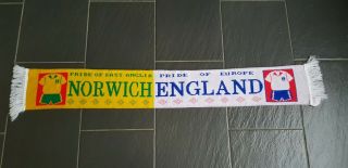 Vintage Half & Half Norwich City & England Football Scarf.  Canaries,  Three Lions
