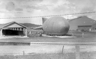 Vtg C.  1940s Wwii - Era Photo Film Negative Barrage Balloon Blimp Base Military Aaf