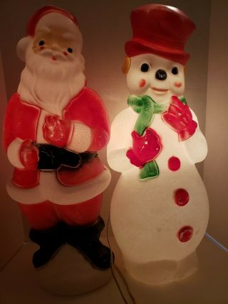 Vintage Christmas Carolina Enterprises Inc.  1973 Blow Mold 23 " Santa Snowmen