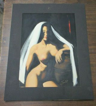 Vintage Oil On Board Painting Nude Woman In A Veil By Randall Circa 1960s?