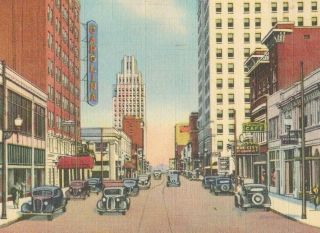 Vintage Postcard Winston Salem North Carolina Nc Downtown 4th Street Cars Linen