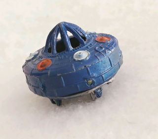 Vtg Space Ship Flying Saucer Die Cast Miniature Toy Japan Wheels Blue Metal 1 "