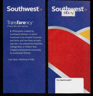 Southwest Airlines Ticket Jacket/folder Transfarency