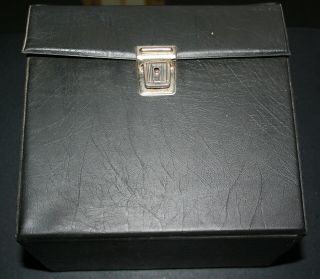 Vintage Retro Black 7” Textured Vinyl Record Storage Box Carry Case 1970s 3