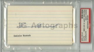 Heinie Manush - Boston Red Sox Player - Psa/dna Slabbed Autographed 3 " X 5 " Card