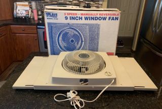 Vintage Galaxy Lasko Window Fan 9 - Inch Reversible Adjustable -
