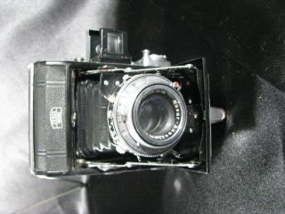 Vintage Postwar Zeiss Ikonta 521 Folding Camera Leather Case Novar 3.  5/75mm Lens