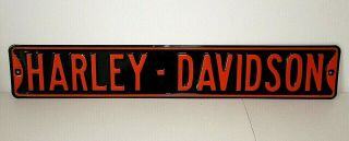 36 " Harley - Davidson Black & Orange Street Sign,  Embossed Metal,  Vintage Heavy