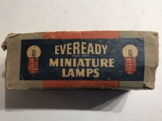 Vintage Box Of 10 Eveready G - E 432 Toy Train Red Coated 18 Volt Miniature Lamps