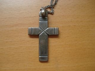 Retired Vintage Signed James Avery Sterling Silver Cross Necklace Pendant Iob