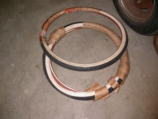 3 Vintage Goodyear Bicycle Tires Old Stock 2 - 24 " & 1 - 26 " Whitewall