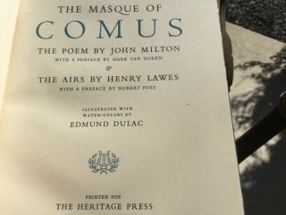 The Masque Of Comus Poem John Milton Illustrated Edmund Dulac Henry Lawes