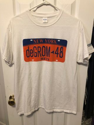 Jacob Degrom York Mets License Plate Shirt Size Large Gildan