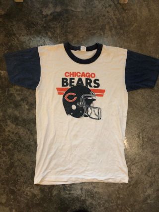Vintage 90’s Chicago Bears White - Blue T - Shirt Men’s Nfl Football