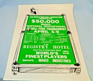 Vintage Mako National Invitational Billiard Ball Pool Tournament Poster