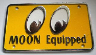 Rare Moon Equipped Mooneyes Hesik Co.  Chrome Aluminum Plaque 1950 