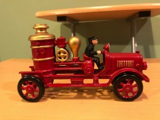 Vintage Cast Iron Toy Red Fire Engine Truck Pumper Toy Kenton Hubley Horseless