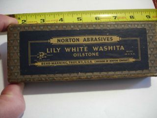 Vintage Norton Abrasives Lily White Washita Oilstone Box Only
