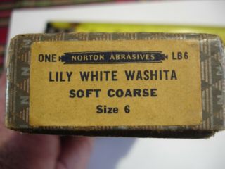 Vintage Norton Abrasives Lily White Washita Oilstone Box Only 3