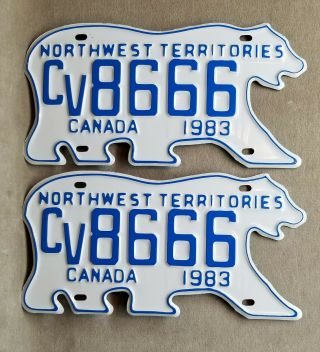 1983 Nwt Northwest Territories Polar Bear License Plate Plates.