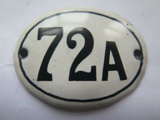Old Enamel House Street Letter Box Number Sign Vintage 1920s No 72a
