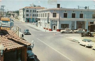 Needles Ca 1953 View Of " F " & Front Street With Rexall Drug Sign Vintage Gem 578