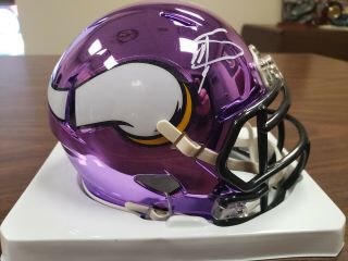 Stefon Diggs Signed Minnesota Vikings Chrome Riddell Speed Mini Helmet - Schwartz