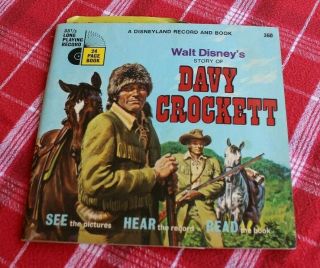 Vtg Walt Disney Story Of Davy Crockett See Hear Read Children Book Record 360