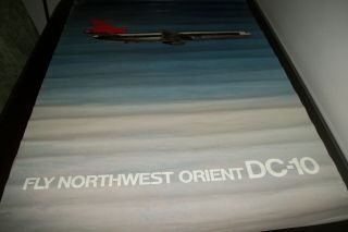 Vintage Northwest Orient Airlines " Dc - 10 Airplane " Poster 40 " X 25 "