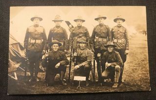 Wwi Real Photo Vintage Postcard Group Of Soldiers World War One Era