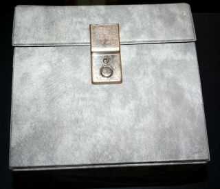 Vintage Retro Grey 7” Textured Vinyl Record Storage Box Carry Case 1970s
