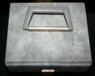 Vintage Retro Grey 7” Textured Vinyl Record Storage Box Carry Case 1970s 2