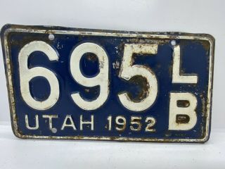 Old Rat Rod Barn Find Antique Automobile Vintage 1952 Utah License Plate 695 Lb