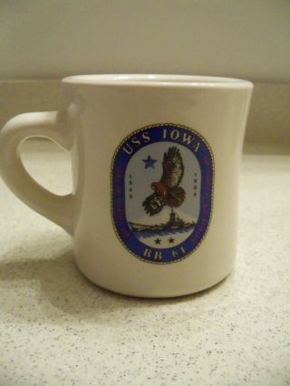 Vintage Uss Iowa Bb - 61 Heavy Pottery Coffee Cup / Mug
