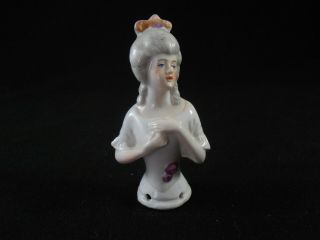 Antique German Porcelain Half Doll Germany Pompadour Upswept Hair