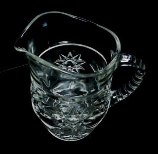 Small Vintage Pressed Glass Water Pitcher 3 - 1/2 " Diameter By 5 " Deep Euc